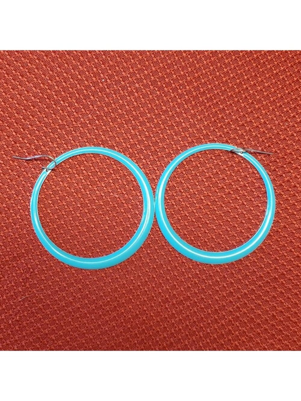 Teal and Silver Hoop Earrings